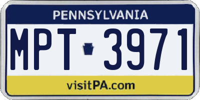PA license plate MPT3971