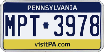 PA license plate MPT3978