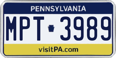 PA license plate MPT3989