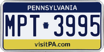 PA license plate MPT3995