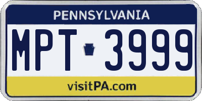 PA license plate MPT3999