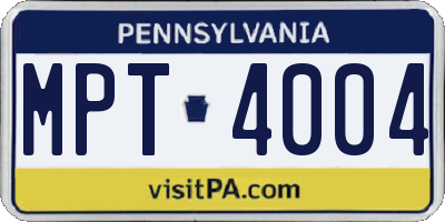 PA license plate MPT4004