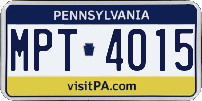 PA license plate MPT4015