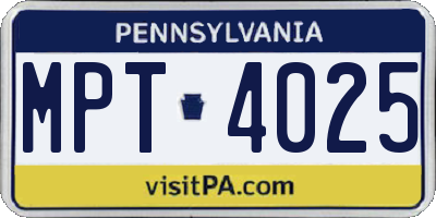 PA license plate MPT4025