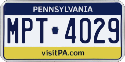 PA license plate MPT4029