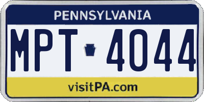 PA license plate MPT4044
