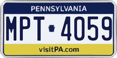 PA license plate MPT4059