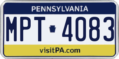 PA license plate MPT4083