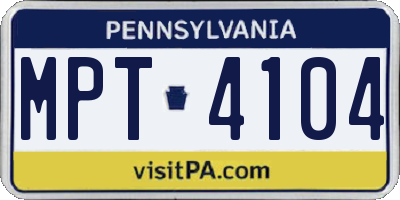 PA license plate MPT4104