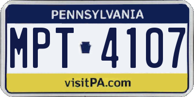 PA license plate MPT4107
