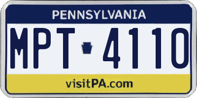 PA license plate MPT4110