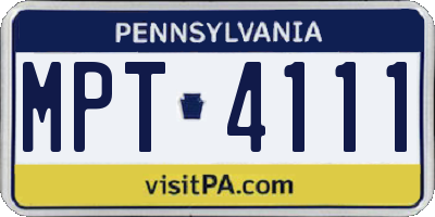 PA license plate MPT4111