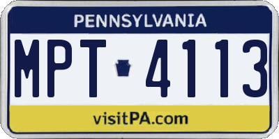 PA license plate MPT4113