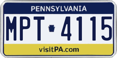 PA license plate MPT4115