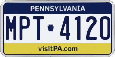 PA license plate MPT4120
