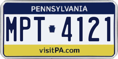 PA license plate MPT4121