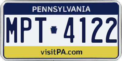 PA license plate MPT4122