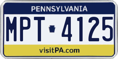 PA license plate MPT4125