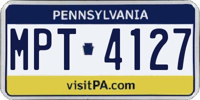 PA license plate MPT4127