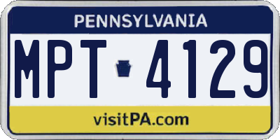PA license plate MPT4129