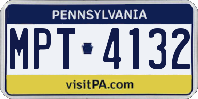 PA license plate MPT4132