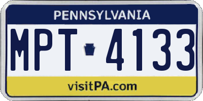 PA license plate MPT4133