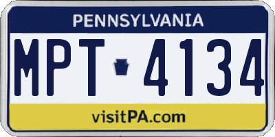 PA license plate MPT4134