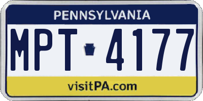 PA license plate MPT4177