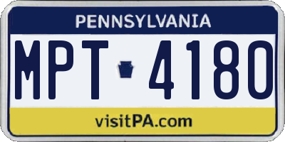 PA license plate MPT4180