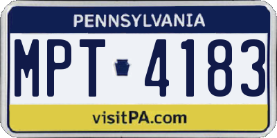 PA license plate MPT4183