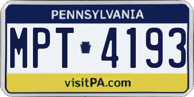 PA license plate MPT4193
