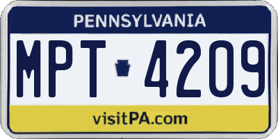 PA license plate MPT4209