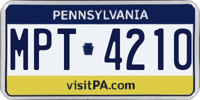 PA license plate MPT4210