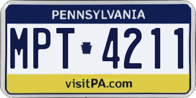 PA license plate MPT4211