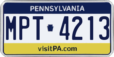 PA license plate MPT4213