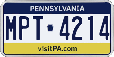 PA license plate MPT4214