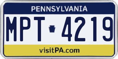 PA license plate MPT4219
