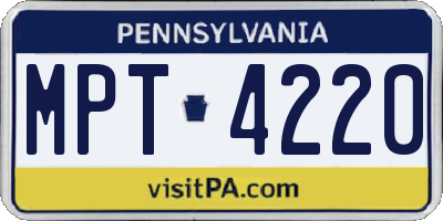 PA license plate MPT4220