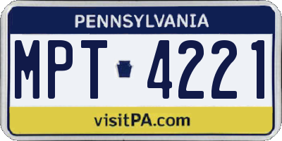PA license plate MPT4221