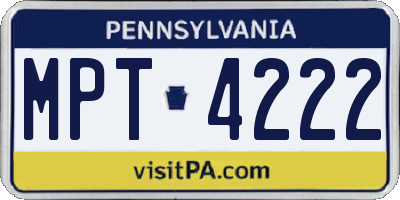 PA license plate MPT4222