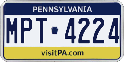 PA license plate MPT4224