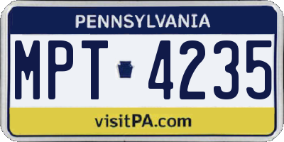 PA license plate MPT4235
