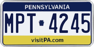 PA license plate MPT4245