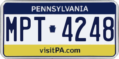 PA license plate MPT4248