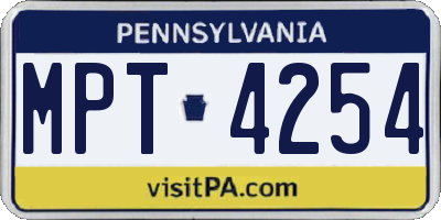PA license plate MPT4254