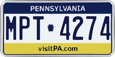 PA license plate MPT4274