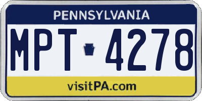 PA license plate MPT4278