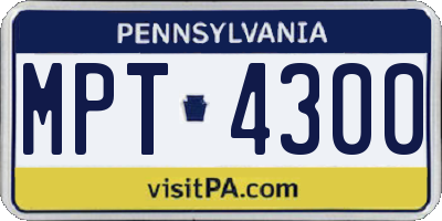 PA license plate MPT4300