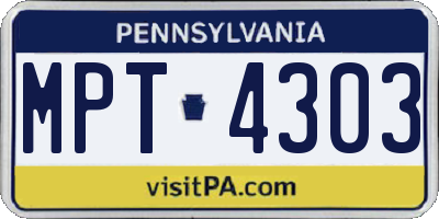 PA license plate MPT4303