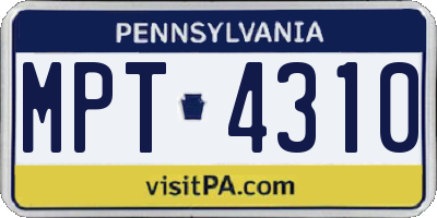 PA license plate MPT4310